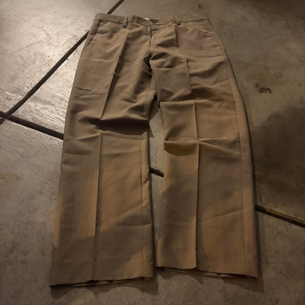 36x30 Tan Baggy Wide Leg Pleated Skater Dress Pants Y2K Grunge 2000s Vintage